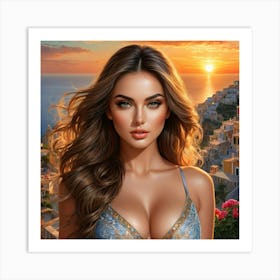 Beautiful Woman In A Bikini Art Print