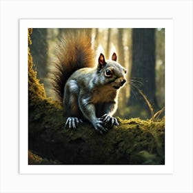 Squirrel In The Forest 80 Art Print