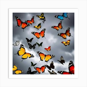 Colorful Butterflies In The Sky 14 Art Print