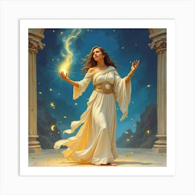 Watercolor Medea Casting Spells In A Mystical Greek Setting 1 Art Print