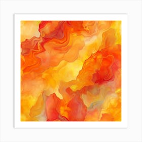 Flowing Orange Fall Alcohol Ink 8 Poster