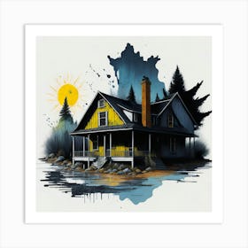 Colored House Ink Painting (143) Art Print