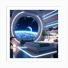 A Futuristic Anime Capsule Bedroom Wall Art Decoration Art Print