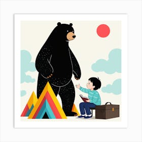 Bear And Boy 9 Art Print