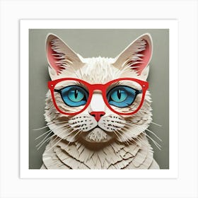 Cat With Glasses 1 Art Print