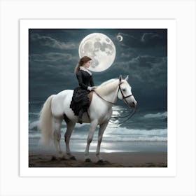 289061 Picture Of A Victorian Girl With Her White Horse U Xl 1024 V1 0 Art Print