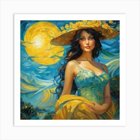 Woman In A Hatgjj Art Print