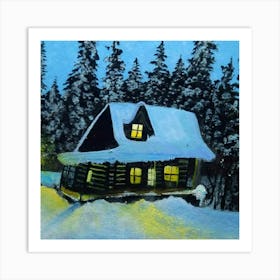 Cozy Winter Cabin Art Print