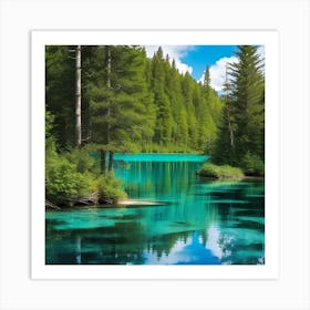 Blue Lake In The Forest 7 Art Print