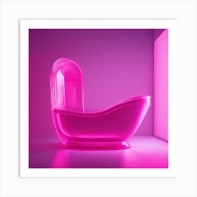 Furniture Design, Tall Bathtub, Inflatable, Fluorescent Viva Magenta Inside, Transparent, Concept Pr (2) Art Print