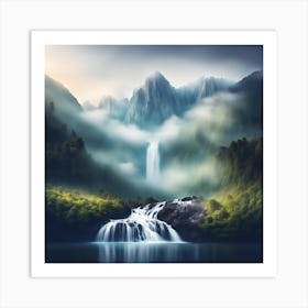 Blue Mountain Waterfall Art Print