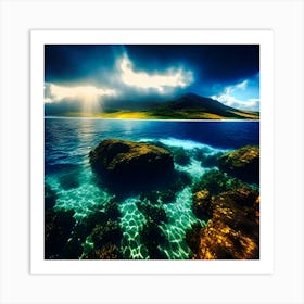 Cloudy Day At The Beach Art Print