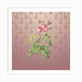 Vintage Four Seasons Rose in Bloom Botanical on Dusty Pink Pattern n.0296 Art Print