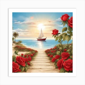 Roses On The Beach 5 Art Print