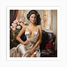 Woman In A White Dress Art Print