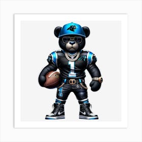 Carolina Panthers Teddy Bear Art Print