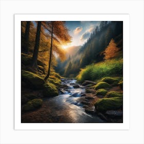 Stream In The Forest 19 Art Print