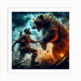 Fight bear Art Print