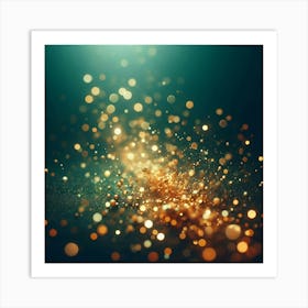 Abstract Golden Light Bokeh Background Art Print