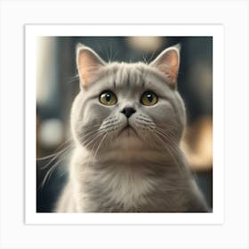 A Cute British Shorthair Kitty, Pixar Style, Watercolor Illustration Style 8k, Png (4) Art Print