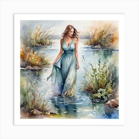 Beautiful Woman In The Water Art Print