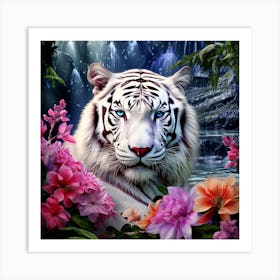 White Tiger In The Forest Art Print