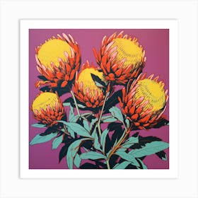 Protea 2 Pop Art Illustration Square Art Print