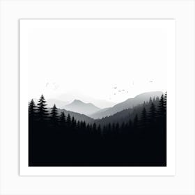 Black And White Forest Landscape art print Art Print