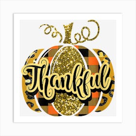 Cute Pumpkin Thankful Thanksgiving Grateful Turkey Fall Art Print