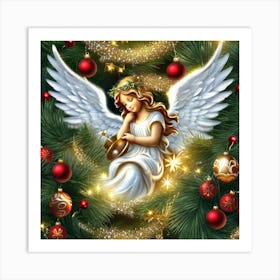 Angel Christmas Tree 2 Art Print