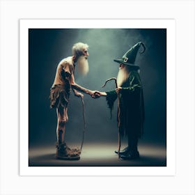 Two Old Wizards Shaking Hands Art Print