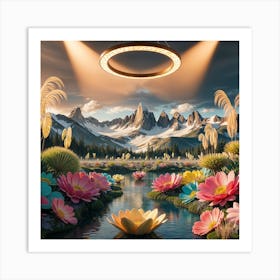 A Breathtaking Highly Detailed 3D Render Image Of A Majestic Landscape Garden Art Print