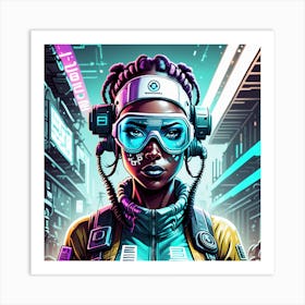 Futuristic Girl With Goggles Art Print