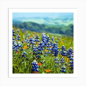 Lupine Mountain Background Square Art Print