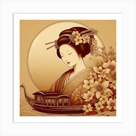 Japan Traditional Geisha Illustration By Ad 12 Art Print