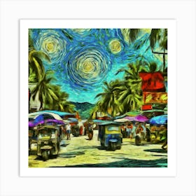 Tropical Rhapsody: Van Gogh's Patong Beach Impression Art Print