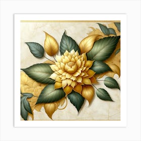 Gold Flower Painting Art Print