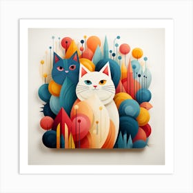 Abstract Cats Art Print