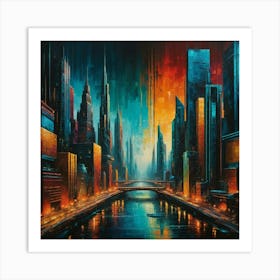 Cityscape At Night Art Print