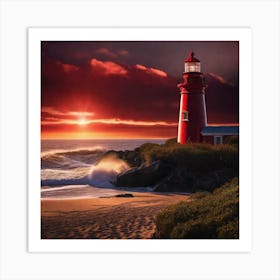 Lighthouse At Sunset 27 Art Print