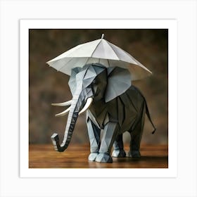 Origami Elephant With Umbrella Art Print