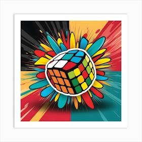 A Vibrant Professional Graphic Design In A Pop Art Style Rubik's Cube 1 Art Print