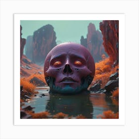 Skull In The Water Art Print