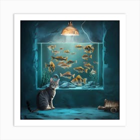 Cat In A Fish Tank Art Print