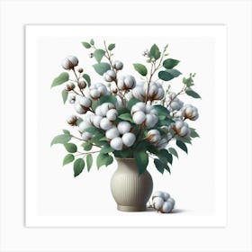 Cotton Flowers In A Vase Art Print