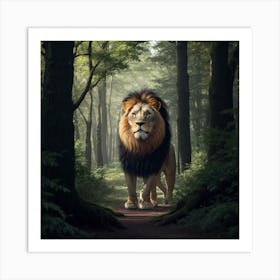 Lion In The Forest Art Print