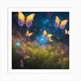 Butterflies In The Night Sky Art Print