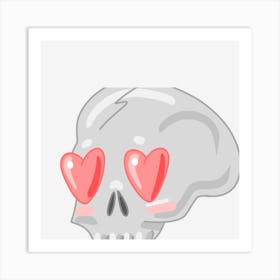 Skull With Hearts Art Print