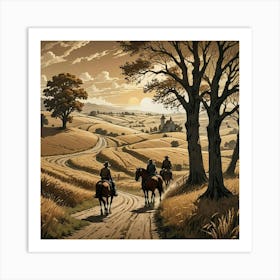 Cowboys On The Road Art Print