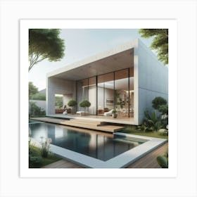 Modern House With Pool Art Print